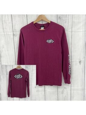 Santa Cruz Wave Dot Long Sleeve Skate T-Shirt Burgundy Red Small
